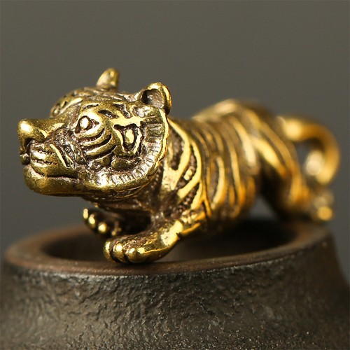 2pcs brass tiger keychain - brass,