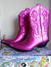 STIVALI DA COWBOY JEFFREY CAMPBELL KIDDING ROSA METALLIZZATO ELETTRICO EU 41-42 UK 8 US 10