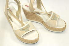 PRADA scarpe donna zeppa tg 6,5 Europa 37 tela, stringate. Made in Italy S9206