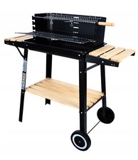Grande barbecue da giardino su ruote, barbecue a carbone con ripiano