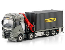 MAN TGX XXL Euro 6c camion piatto rigato 8x4 + contenitore 20 piedi 1:50 WSI 04-2216