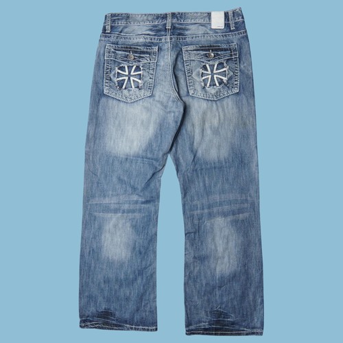 Jeans vintage y2k con croce - jeans,