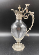 Brocca caraffa bottiglia decanter vino bevande vetro soffiato e peltro artistico