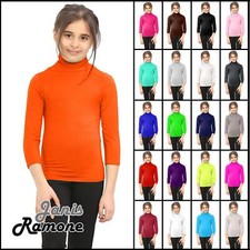 Ragazze Ragazzi Turtle Collo Polo T-Shirt Bambini Manica Lunga Pianura Casual Base Tee Top