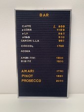 Tabella Listino Prezzi da Bar Vintage Anni 70 30x50 bar price list table Leggere