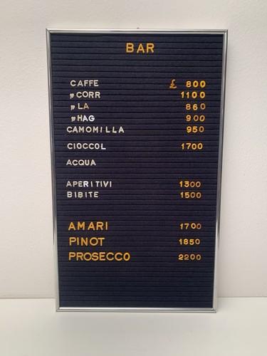 Tabella listino prezzi bar - da,