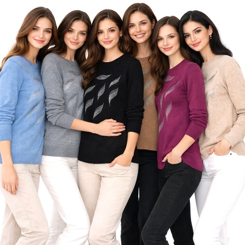 Maglione donna ricamo piume - donna,