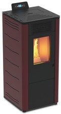 Stufa A Pellet Canalizzata Basic 12 C - KW 8,7 Bordeaux con Telecomando Riscalda