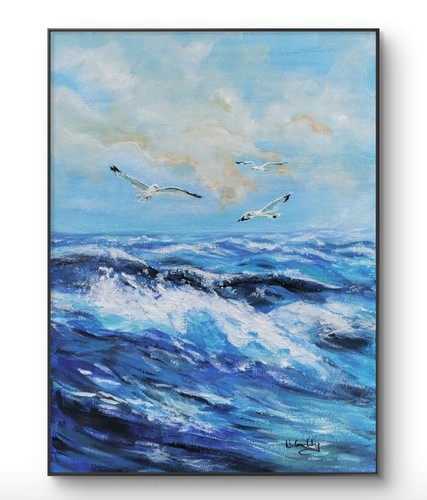 Quadro arte tela acrilico onde