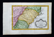 1754 BELLIN rara mappa NORD AMERICA, STATI UNITI, GEORGIA, Nord Sud CAROLINA