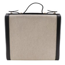 HERMES Vanity borsa a mano custodia da viaggio vintage nero/beige pelle di vitello unisex