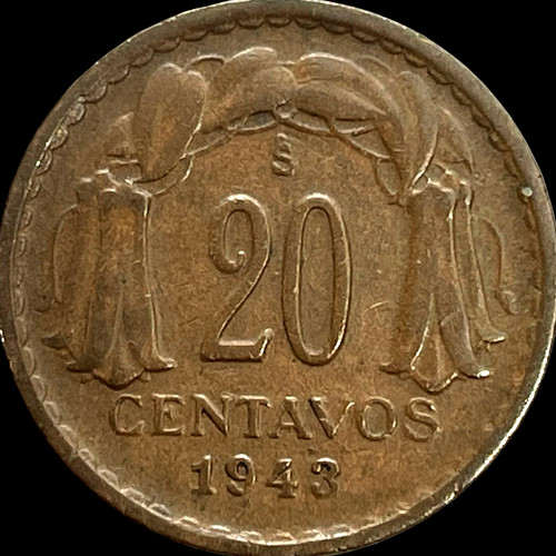 1943 cile centavos moneta - 20,