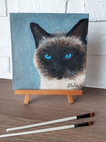 Dipinto gatto siamese animale