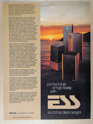 Pubblicità ess speakers - pubblicità, 1974