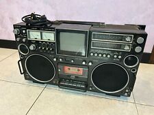 JVC 3090EN TV portatile B/N con radio stereo e mangiacassette Vintage molto raro