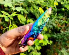 Coltello Cristallo Quarzo Aura Titanio Athame Freccia Arcobaleno Ossidiana Titanio