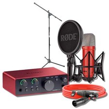 Rode NT1 Signature (Rosso) Microfono con Focusrite Scarlett Solo, cavo e supporto