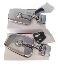 COPPIA SPECCHIETTI RETTANGOLARI CROMATI PER AUTO D'EPOCA attacco canalina