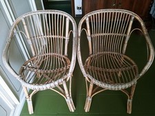 Poltrone Poltrona COPPIA Vintage Vimini Bambù Rattan Bamboo Antica