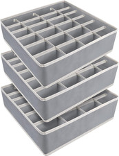 3 Pezzi Organizer Cassetti, 24 Scomparti Pieghevole Porta Calzini Da Cassetto Or