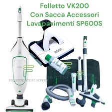 VORWERK FOLLETTO VK200 COMPLETO PULILAVA SP600S SACCA BORSA ACCESSORI VK200