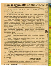 Fascismo Marcia su Roma Messaggio Mussolini Camicie Nere CCNN XIII Anniversario