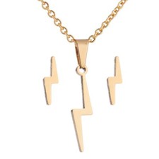 Set Regalo Di Orecchini E Collana A Forma Di Fulmine In Argento 925 Placcato