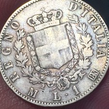 Regno d'Italia ? - VITTORIO EMANUELE II  - 1 lira anno 1863 M MILANO  ARGENTO
