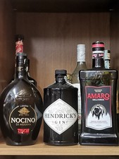 3 BOTTIGLIE VUOTE AMARO DELL ORSO GIN HENDRICK'S NOCINO TOSCHI DA COLLEZIONE 