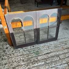 Favolosa coppia di porte in vetro impiallacciato mogano XIX secolo