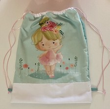 Sacca Tessuto Cotone certificato Zainetto Bimba Ballerina Bambino Bambina NUOVO 