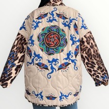 Giacca trapuntata donna autunno inverno oversize fantasia leopardata - Made in Italy