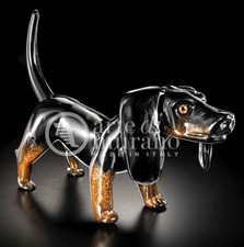 Statuetta Cane Bassotto Vetro di Murano Soprammobile Scultura Nero Cani Statuina