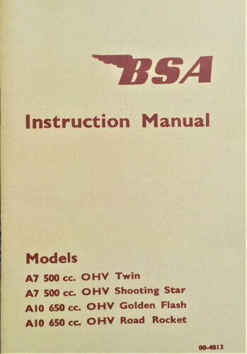 Manuale moto bsa a10 - bsa, a7