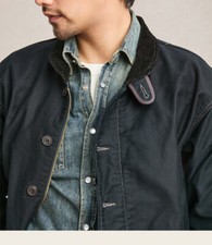 Giacca uomo retrò US Navy deck colletto velluto a coste militare volo tela cappotti