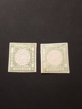 Lotto 2 MARCHE DA BOLLO PER PASSAPORTO LIRE 1 VERDE VARIETÀ ITALIA REGNO NUOVI