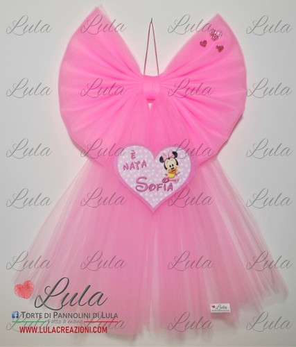 Fiocco nascita tulle - in, +