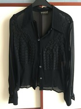 Camicia nera elegante donna Rocco Barocco viscosa nuova trasparente tg 42