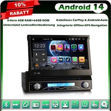 Android 14.0 8 Core 64GB 1 DIN Autoradio Rimovibile GPS Navi CarPlay DVD DAB+ BT