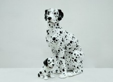 Statua vintage in ceramica Dalmata con cucciolo 