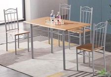 SET TAVOLO RETTANGOLARE 120X70Xh75 CM+ 4 SEDIE MDF COLORE LEGNO O MARMO