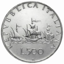 LOTTO N. 3 MONETE DA 500 LIRE - CARAVELLE - ARGENTO 835/1000 - 11 GR - ANNO 1965