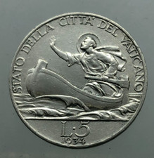 Citta' del Vaticano Pio XI 5 Lire 1934 BB+