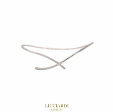 Bracciale donna semirigido a molla oro bianco 18kt e zirconi