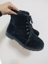 Scarpe Stivaletti Anfibi bambina Nero effetto velluto  35 