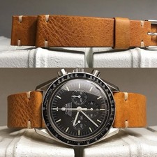 20 mm Veg Tanned Cognac Brown Leather watch Strap vintage moonswatch gmt sub