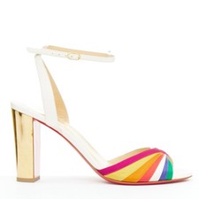 CHRISTIAN LOUBOUTIN Naseeba 85 arcobaleno multi pelle di vitello arcobaleno raso tacchi EU39