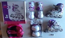Set con casco PATTINI rotelle Oxelo Fit.3 Junior taglia EU 35 - 38 (ROLLERBLADE)