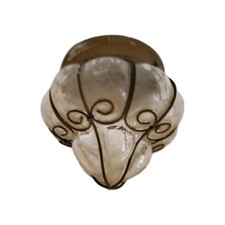 ANTICA LANTERNA IN VETRO SOFFIATO A MANO MURANO IN GABBIA PLAFONIERA VINTAGE ITALIA