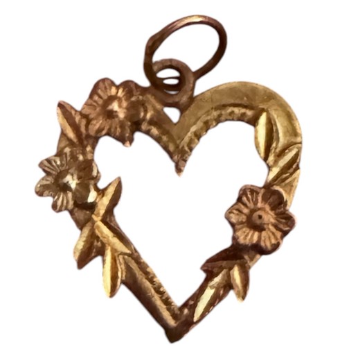 Ciondolo cuore floreale oro